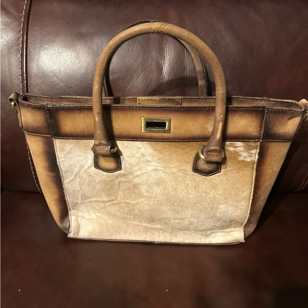 American darlinElegant genuine Brown Leather and cowhide concealed carry Handbag
